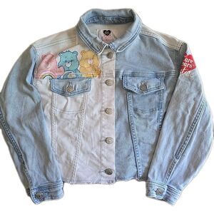 Care Bears Justice Denim Jacket Kids Girls Size Small 7/8 Blue White Jean